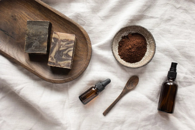 Body-oil bottle in soft neutral light, nourishing skincare still life.