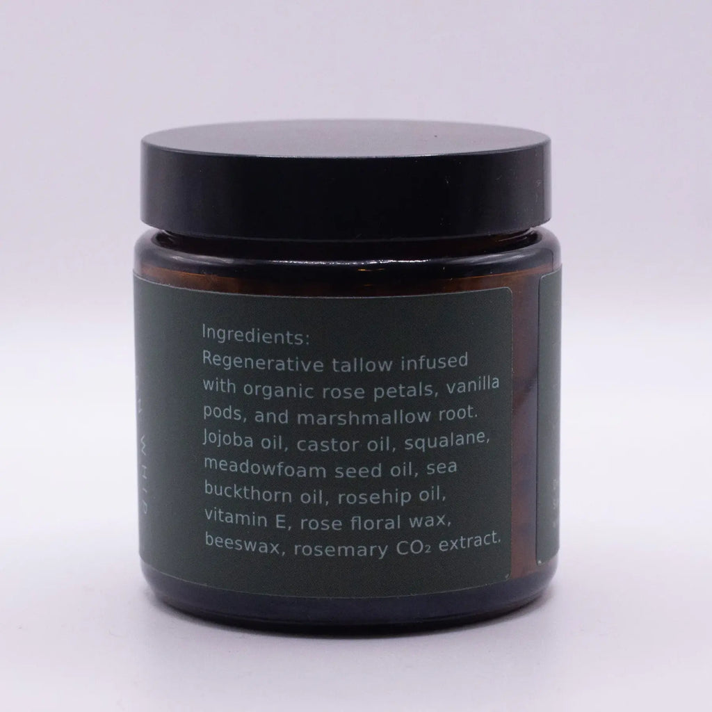 True Origin tallow moisturizer jar with lid — side view