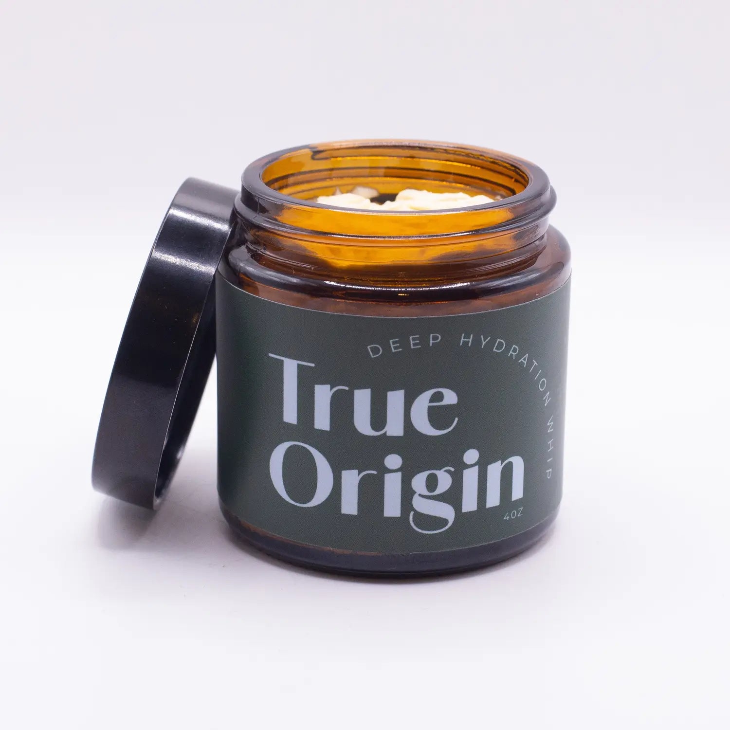 Deep Hydration Whip by True Origin — open jar showing whipped tallow texture